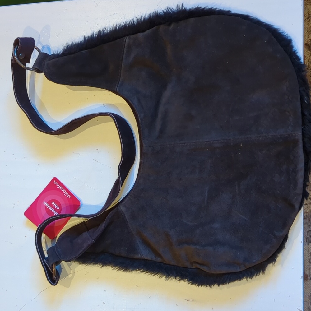 New Xhilaration Brown Faux Fur Trim Bag - Picture 2 of 6